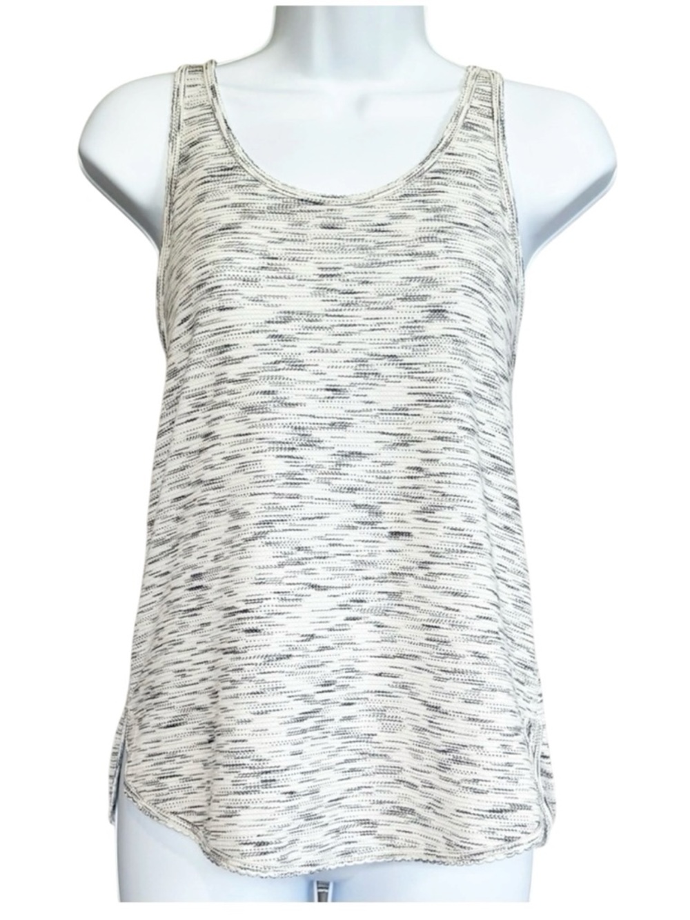 LULULEMON Black White Marled Racerback Flowy Workout Yoga Tank Top Size 2